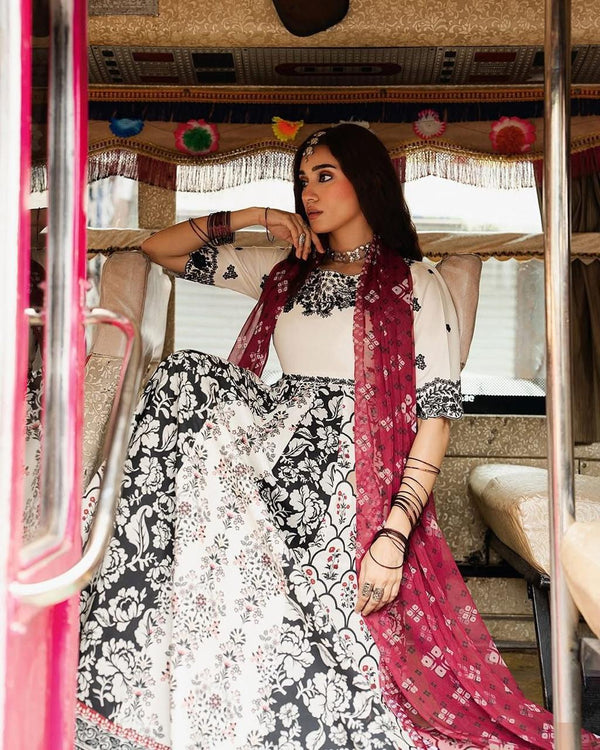 3pc Digital Printed Doria Lawn Frock Suit