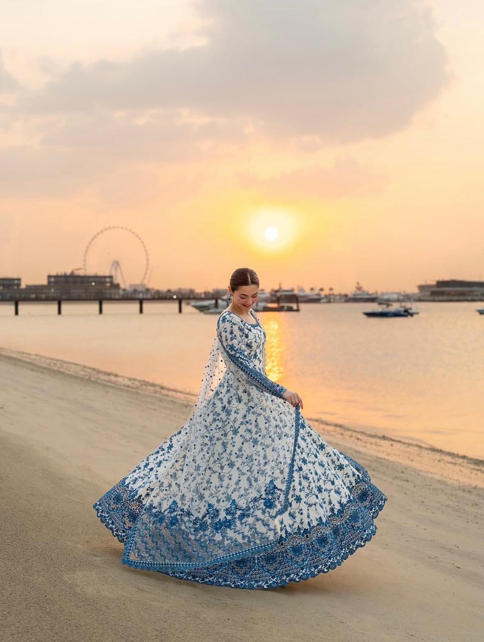 Indigo Bloom – 3pc Printed Floral Lawn Frock