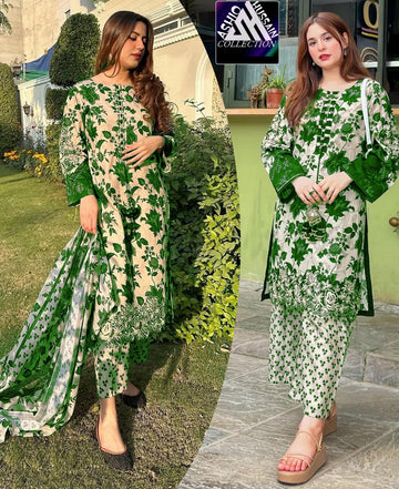 Emerald Bloom – 3pc Premium Printed Lawn Suit