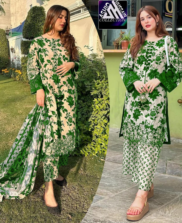 Emerald Bloom – 3pc Premium Printed Lawn Suit